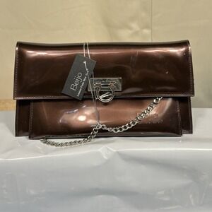BEIJO NEW ENVELOPE PURSE! Chocolate Brown/silver NWT
